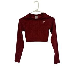 Gymshark Women's Cropped Long Sleeve Top Size Small Burgundy NWOT Activewear